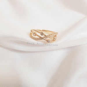 Deux - Cincin Wanita Premium Baris Silang