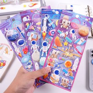 EDDY SONG Kindergarten 1 Sheets Kids Sticker Toys Phone Case Hand Account Outer Space Stationery Stickers 3D Bubble Foam Stickers Journal Diary Stickers Decorative Stickers