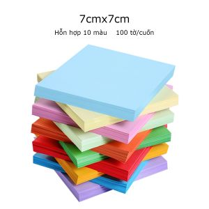 G6070 Sét tệp 100 tờ giấy gấp Origami giấy thủ công gấp hạc hoa ( 10 màu tổng 100 tờ) nhiều kích thước GA625