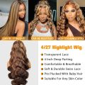 ARIETIS Ombre Highlight Lace Front Wigs Human Hair 250 Density 12A Body Wave Honey Blonde P4/27 13x4 Glueless HD Lace Frontal Wigs for Black Women Pre Plucked Bleach Knots With Baby Hair 28 Inch. 