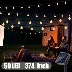 12 Meters 100 Led Solar Crystal Ball String Lights Outdoor Waterproof 8 Modes Garden Patio Wedding Christmas Decoration