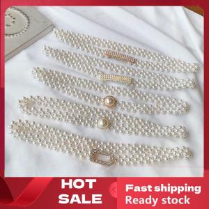 🚚【Local Express Delivery】🚚 Large Pearl Waist Chain Womens Elastic Belt with Diamond Decoration All-match Skirt Fashion Casual Luxury Design Girdle Gothic