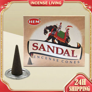 HEM Sandal Incense Cones (10Pcs Per Box / with Holder) Original Imported From India