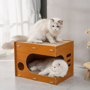 46cm Cat Wooden House Tahan Lama  Wood Box Lego Cat House Wooden House Wood Cage Rumah Kucing Kotak
