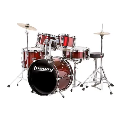 Ludwig LJR1064DIR 5-Piece Junior Drum Kit w/ Hardware+Throne+Cymbal Wine Red
