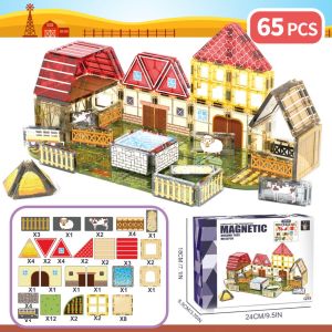 65pcs Magnetic Tiles Farm Animals Theme Set STEM 7.5cm Saiz Besar Magnetic Building Blocks For 3+