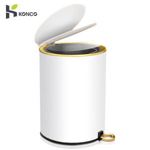 Konco 12L round Pedal Trash can Garbage Bins Metal shell luxurious Trash bins Recycling Bins with Lid Nordic style Trash Can Bathroom Toilet bin Kitchen waste bin