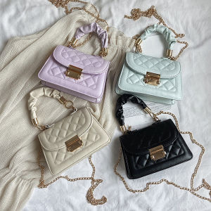 IELGY Diamond embroidered thread fold chain small square bag womens single shoulder bag diagonal bag