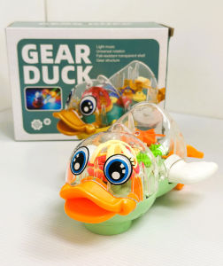 🦆CUTE MOVING AND LIGHTING AND MUSIC TRANSPARENT GEAR-BODY STRUCTURE DUCK TOY🦆 ASK52856
