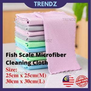 TRENDZ Fish Scale Microfiber Cleaning Cloth High Absorbent Cleaning Glass Towel Car Kitchen Cloth Kain Pembersih Mikrofiber Skala Ikan Tuala Kaca Pembersih Penyerap Tinggi Tuala Kain Dapur