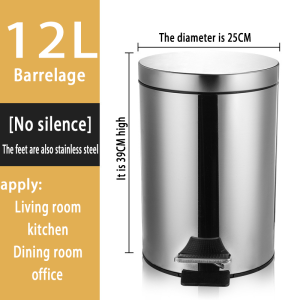 High quality stainless steel round trash can detachable inner bucket kitchen trash can toilet trash can with pedal