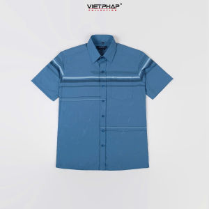 Áo Sơ Mi Nam Ngắn Tay VIỆT PHÁP Form Luxury Chất liệu  Bambo In Sọc lịch lãm sang trọng 50060