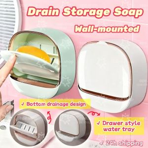 Soap Box Punch-free Soap Dispanser Wall-mounted Household High-end Drain Storage Soap Rack