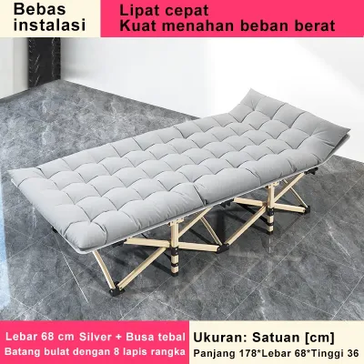 Tempat Tidur Lipat dengan Kasur Ranjang Lipat 190CM Folding Bed Portable Kursi Malas Kursi Santai