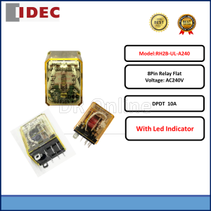IDEC 8 PIN RELAY FLAT C/W LED INDICATOR ~ 24VDC / 240VAC RH2B-UL)