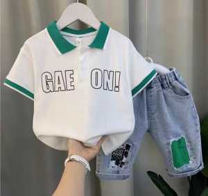 Setelan Baju Anak Laki-laki Denim GaeON Usia 1-5 Tahun Terbaru