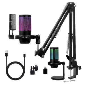 Kusky Me6D RGB USB Mic Condenser Gaming microphone for videoke live streaming vlogging Noise Reduction MuteGain