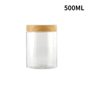 500 Ml Wooden Lid Plastic Airtight Jar Food Container Kitchen Storage Bottle for Coffee Bean Grain