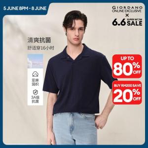 Giordano Men Women Linen Polo Shirt Free Shipping 01016459