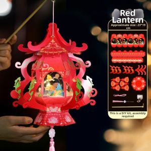 HCHC MALL Phong Cách Cổ Đại Đèn lồng Tết Trung Thu Phong cách Trung Quốc Đồ trang trí treo Bộ vật liệu tự làm Mới Làm thủ công Đèn lồng thiết kế tháp Dùng cho trẻ em