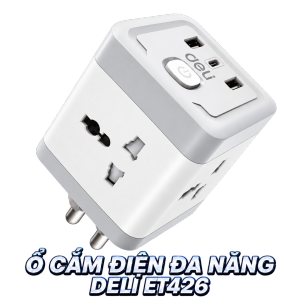 BỘ 3 MẪU Ổ CẮM ĐIỆN ĐA NĂNG DELI ET714 – T716 – ET426  AN TOÀN - TIỆN LỢI - CHỐNG CHÁY THIẾT KẾ AN TOÀN VỚI TRẺ NHỎ