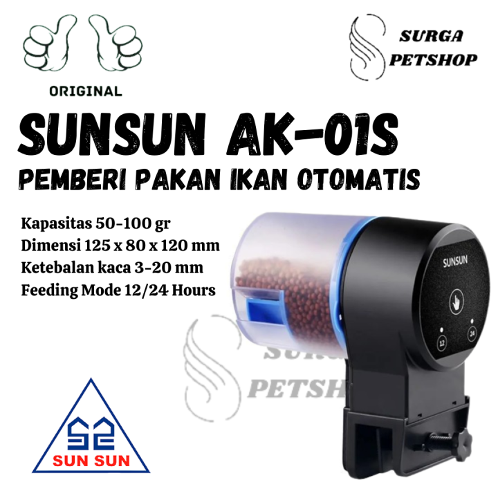 SUNSUN AK 01S Pemberi Pakan Ikan Otomatis Akuarium Kolam Ikan