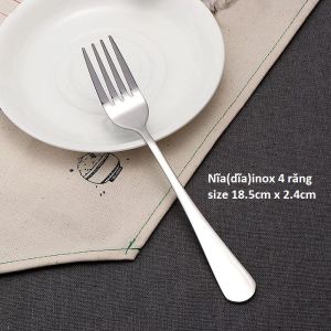 Combo 6 Chiếc Nĩa Inox Giá Rẻ (dĩa 4 răng) Ăn Cơm Sườn Bít Tết Mỳ Ý Inox Bóng Đẹp Dày Cứng