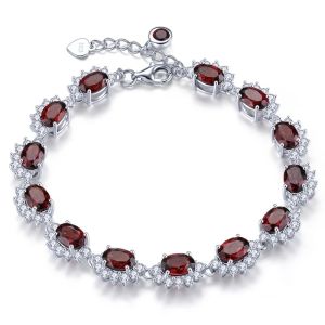 Pure 925 Sterling Silver Bracelet With Gemstone Natural Garnet Bracelet 925 Silver Bracelet Original Women Bracelet