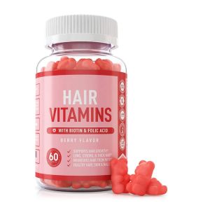 Hair Vitamin Gummies 60 Berry Flavor Contains Biotin and Folic Acid to Promote Hair Growth and Nourish Hair Skin and Nails