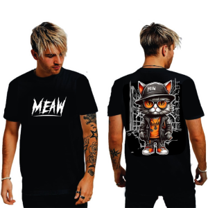 Baju Kaos pria dewasa lengan pendek > T-Shirt - DESIGN KUCING MEAW...
