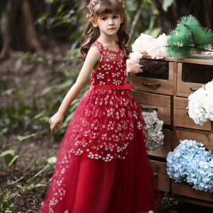 Summer Pageant Floral Baby Kid Green Lace Dresses Child Girl Sleeveless Princess Ball Gown Birthday Party Flower Champagne Blue Red Pink Graduation Ceremony Bridesmaid Dress for 4 5 6 7 8 9 10 11 12 Years Old