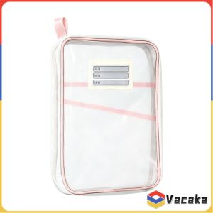 Vacaka L-Shape Zipper Mesh File Bag Large Opening Handheld Document Pouch Student Stationery Organizer