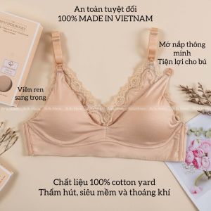 Áo Lót Bâù Cho Con Bú Không Gọng Không Viền (Hàng Việt Nam Cao Cấp)Chất Liệu Cotton Yard Siêu Mềm MạiChống Chảy Xệ Bella Mama