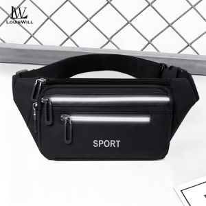 LouisWill Mens Waist Bag Multiple Compartments Large Capacity Reflective Shoulder Bag Waterproof Lightweight Cross body Bag Outdoor Sports Bag Phone Chest Bags