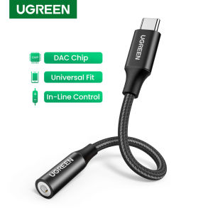 UGREEN USB C to 3.5mm Audio Adapter with DAC Chip for iPad pro 2018/2020 SAMSUNG S10 S20+ Note 10/Oneplus 7T Pro/Surface Pro 7/Xiaomi 8/9/10/MacBook Pro 2019 vivo V19 vivo v17pro Headphone Audio Adapter
