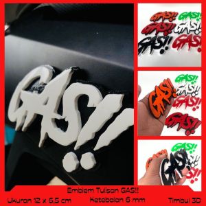 EMBLEM GAS BUKAN STIKER VARIASI MOTOR MOBIL HURUF TIMBUL 3D BAHAN RESIN