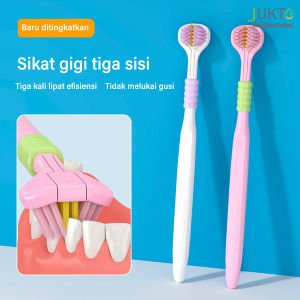【JUKTA】Sikat Gigi Tiga Sisi Untuk Pembersihan Total Tanpa Sudut Mati 2 Buah Paket Keluarga Sikat Gigi Tiga Sisi Dengan Rambut Lembut