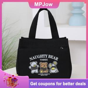 【MPJow】 Cartoon Cute Printed Pattern Canvas Versatile Handbag Office Worker Lunch Bag Tote Bag