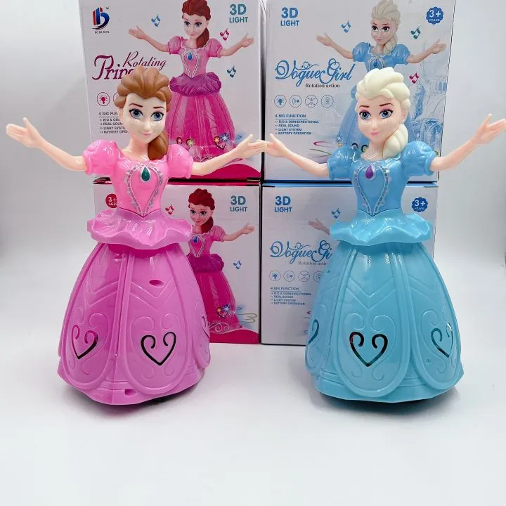 Frozen Elsa Rotating Princess Toy Doll with Lights and Music 3D