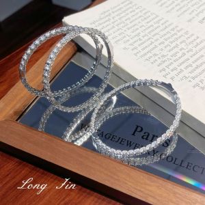 Silver Shuttle Broken Diamond Bracelet Full Circle Full Zirconium Double-sided Bracelet Snap Buckle Design Diamond Jewelry