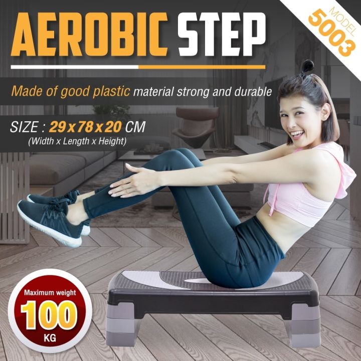 Aerobic Step Board Fitness Exercise, Stepper Steps w/ Height Adjustment ...