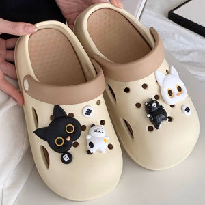 QDshop พร้อมส่ง ในไทย รองเท้าหัวโตผู้หญิง ทรงสวย สุดเก๋ มาใหม่ ไม่ซ้ำใคร สีสวยชัด แบบสีทูโทนสดใส มาพร้อมอะไหล่ลายน้องเหมียว เอาใจสายทาส รีบกดก่อนหมดน๊าาา