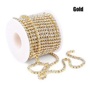 10m/2mm Rantai Cakar Berlian Imitasi Crystal Rhinestone Chain for DIY Jewelry Craft Untuk Aksesoris Perhiasan