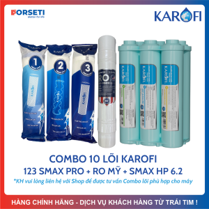 Trọn Bộ 10 Lõi Lọc Nước Dành Cho Máy KAROFI KAQ-P95 KAQ-U95 NEW KAD-N69 KAD-N89 KAD-N91 KAE-S65... (123 Smax Pro + RO100US + HP 6.2)