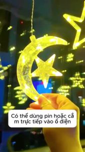 Dây đèn LED trang trí hình mặt trăng và ngôi sao 3M thả 0.5m nhiều màu cắm điện chịu nước tạo không gian ấm áp
