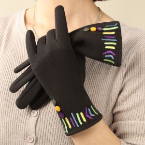 DINAH Solid Color Women Suede Velvet  Gloves Full Finger Thickened Touch Screen Gloves Fashion Windproof Winter Mittens Ladies