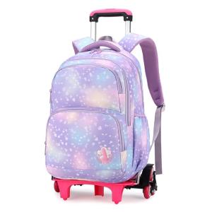 Stylish Rolling Bag for Student Lightweight and Long lasting School Bags Colorful Heart Print Trolley Backpack