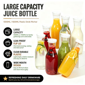 【BUY 1 TAKE 2】1/1.5L Plastic Carafe With White Lid Thickened High-temperature Milk Juice Cup Kettle