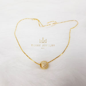 Dây Chuyền Vòng Cổ Nữ Dạng Mì Xoắn Mặt Cầu Tròn Charm Đính Đá Thiết Kế Cao Cấp B21M25V1