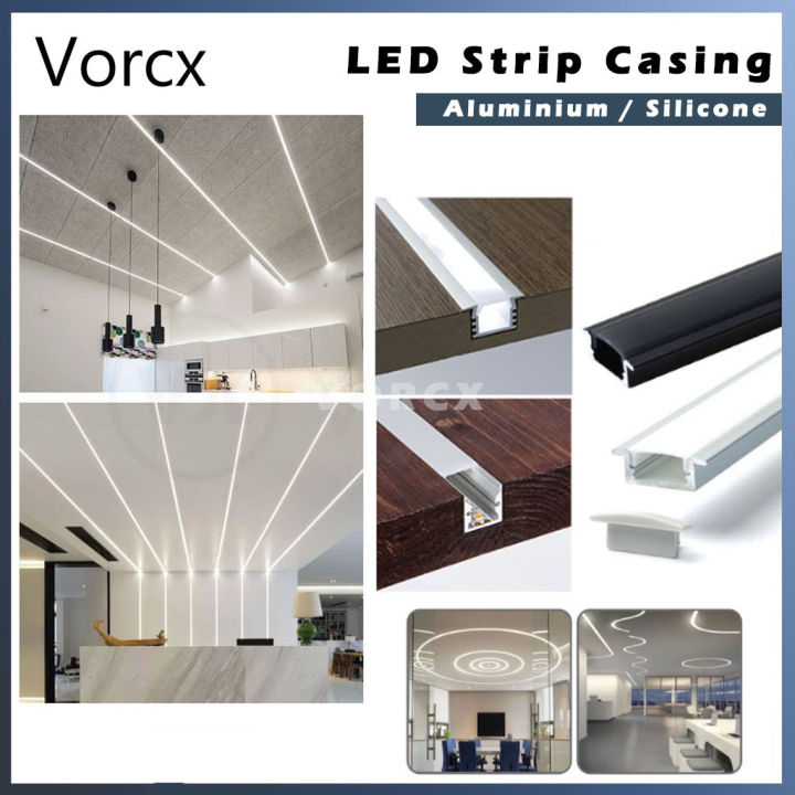 Aluminium Profile LED Strip Casing Diffuser Cover Housing 3Meter (Black ...